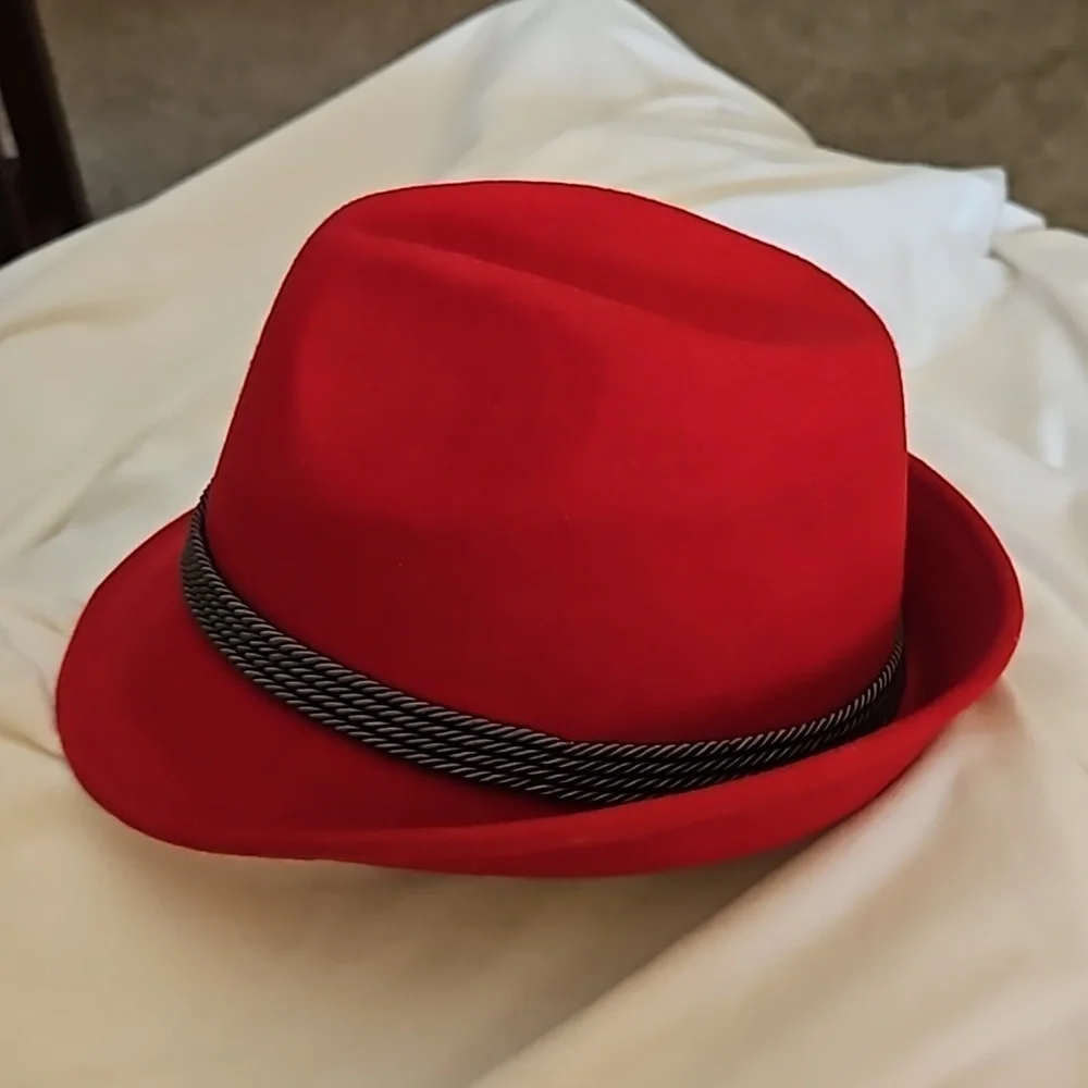 Vtg Traditional Austrian Alpine Tomato Red Tyrolean Felt Fedora Festival Hat - Picture 5 of 8